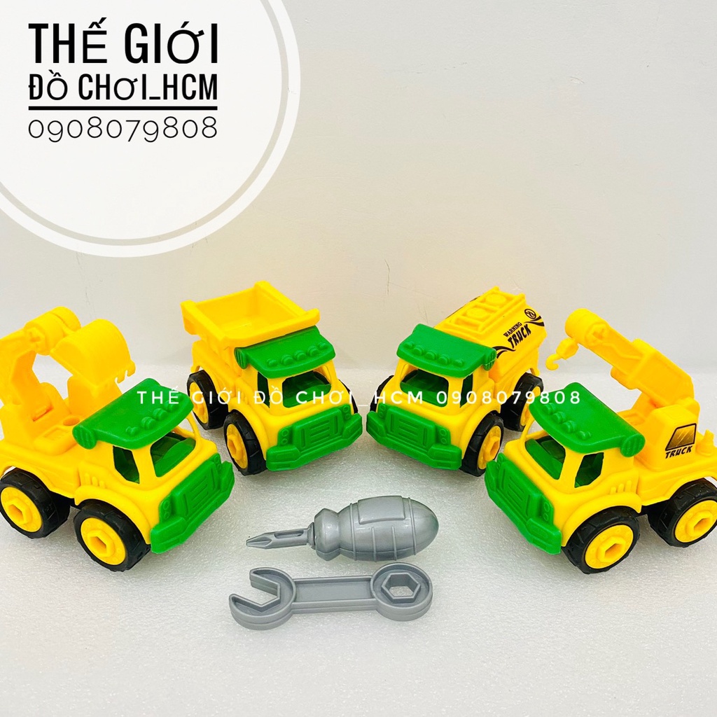 [BỔ ÍCH] Đồ chơi mô hình xe công trình DIY vặn ốc dành cho bé thích khám phá xe rơ móc, xe xúc, xe bồn, xe ben 168-02