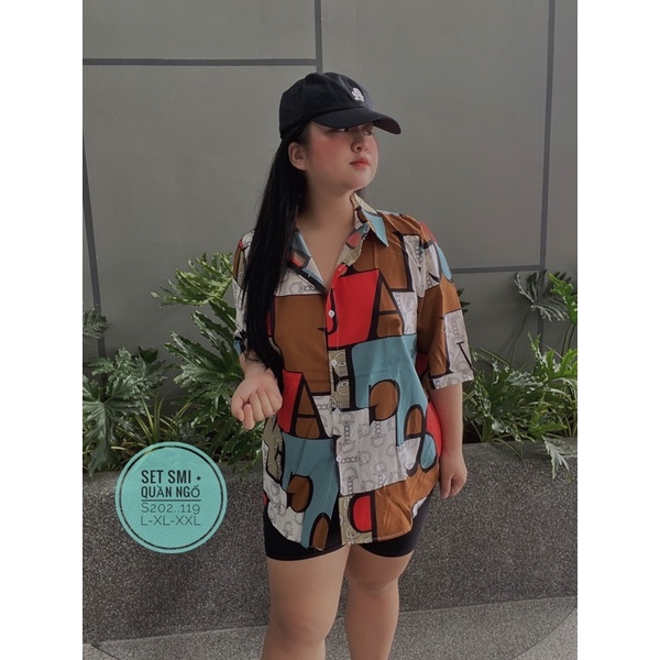 Bigsize set Sơmi mix quần ngố 65-90kg-CÓ TÁCH SET