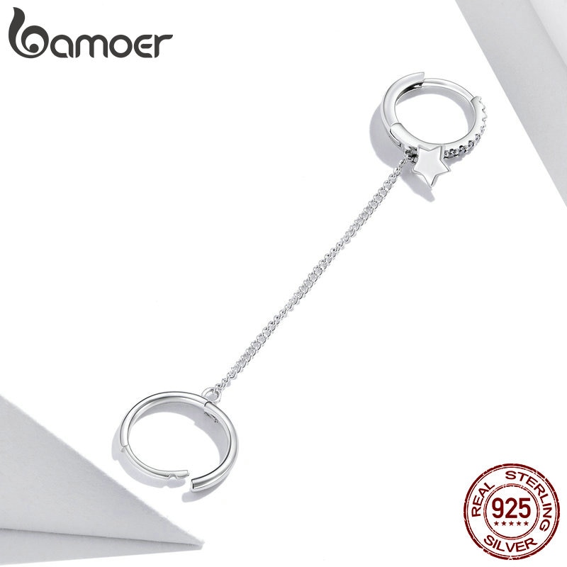 1 Bông Tai Bamoer 925 Hình Ngôi Sao bạc Đính Ngọc Trai Thanh Lịch Thời Trang 2020 New SCE914