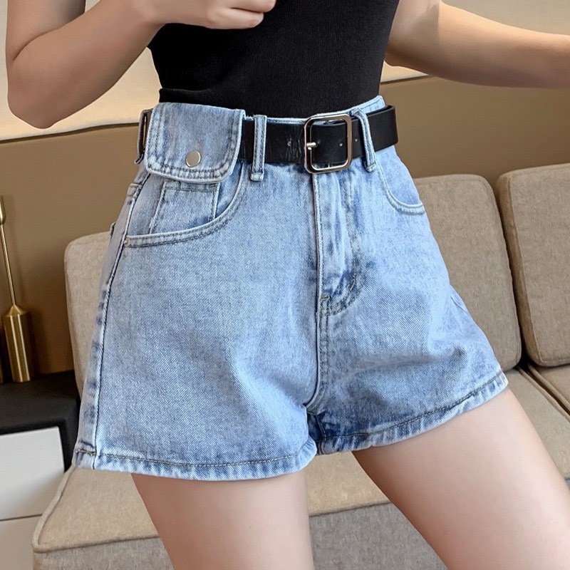 Quần short jean nữ BigSize lưng cao, co dãn mạnh, có túi nắp nhỏ phom ống rộng đang hot trend 3818 molijean
