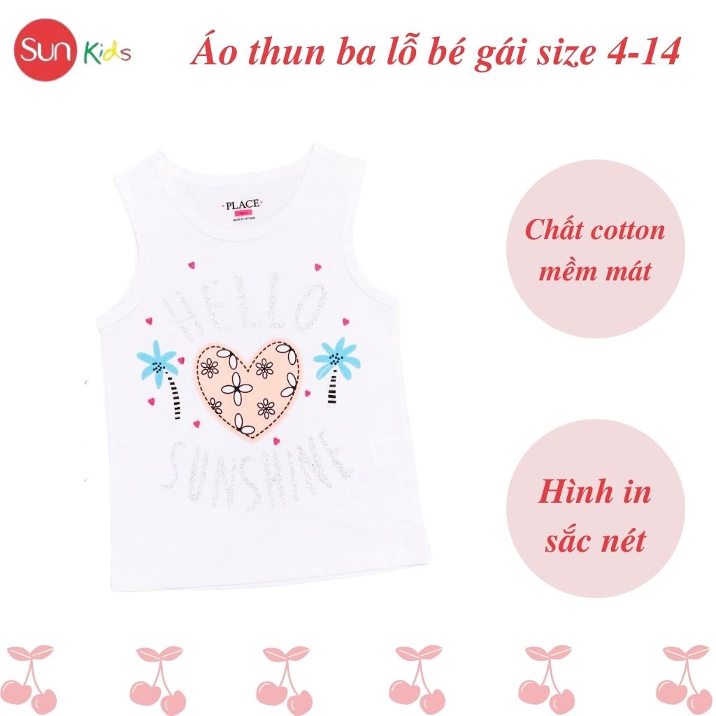 Áo thun cho bé gái, áo phông bé gái chất cotton mềm mát, size 4 - 14 tuổi - SUNKIDS