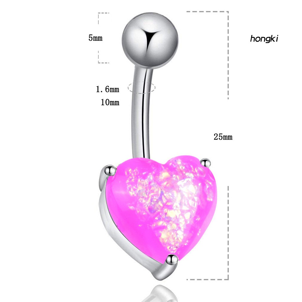 1 Khuyên Rốn Hình Trái Tim Đá Mắt Mèo Giả Cho Nữ