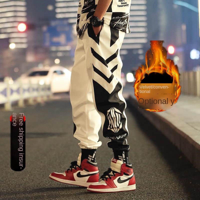 Quần dài ống túm dáng rộng in logo thời trang mùa đông cho nam