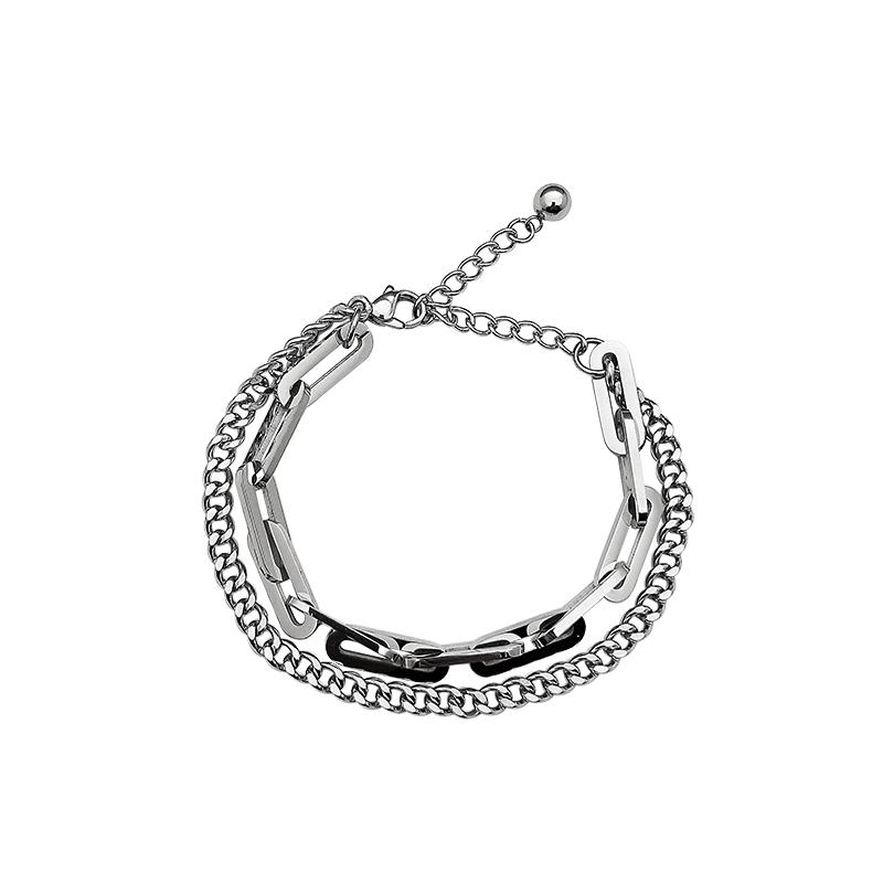 Vòng Tay Thép Titan Hai Lớp Phong Cách Hiphop Cá Tính