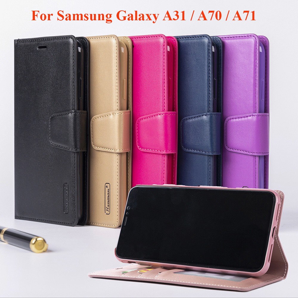 [Freeship] Bao da Samsung Galaxy A31 / A70 / A71 dạng ví hiệu hanman, kiểu sáng sang trọng tiện lợi