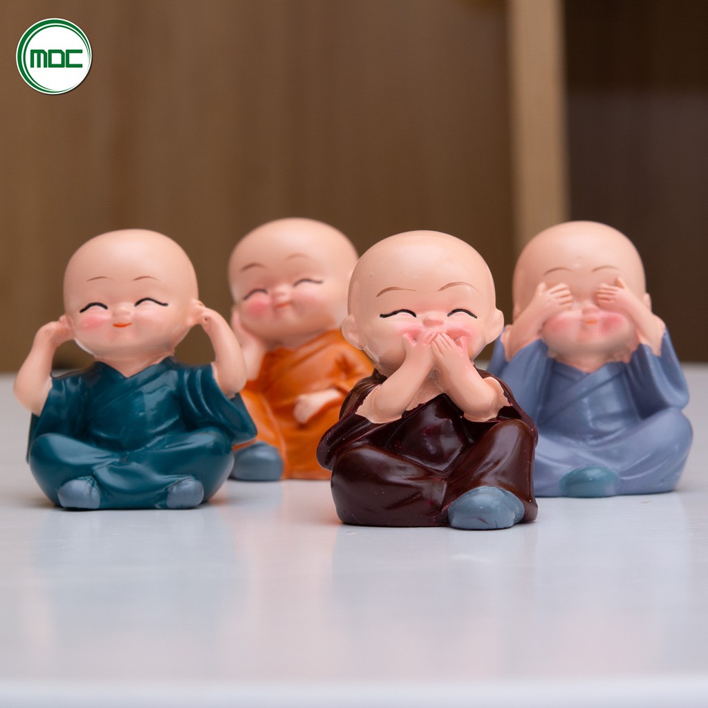 Set bộ tượng 4 chú tiểu bớt nghe bớt nói bớt nhìn - E3 Audio Miền Nam