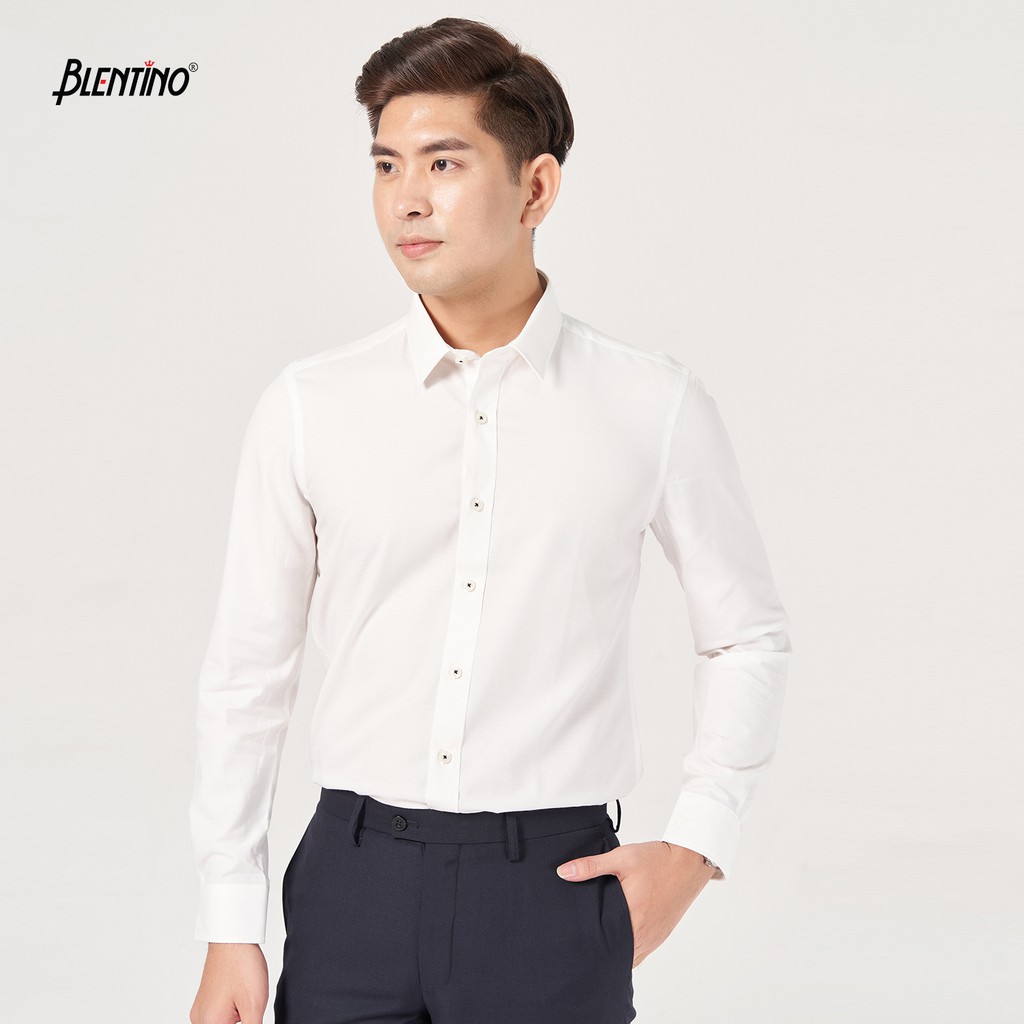 Blentino áo sơ mi dài tay công sở kẻ 62% modal BSM009-TD