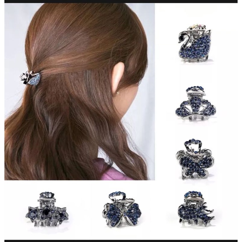 Kẹp tóc càng cua size siêu mini cặp mái đính hạt sang trọng phong cách Hàn Quốc, phụ kiện tóc KT040 - Filibra