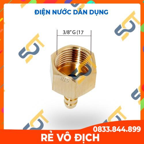 Ren trong 3/8 (17) đuôi chuột nối ống mềm - Đồng thau (Brass airline fitting female hose connector, béc búp RT)