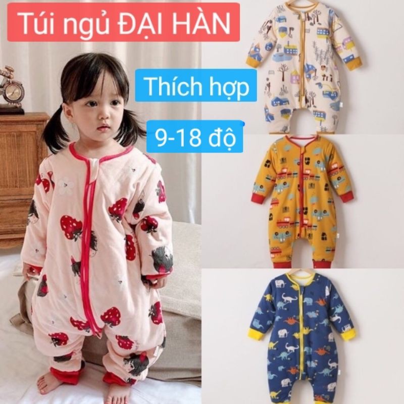 Ninikids: Túi ngủ cotton chần bông mùa Đông CHỐNG ĐẠP CHĂN, túi ngủ cho bé, túi ngủ ĐẠI HÀN