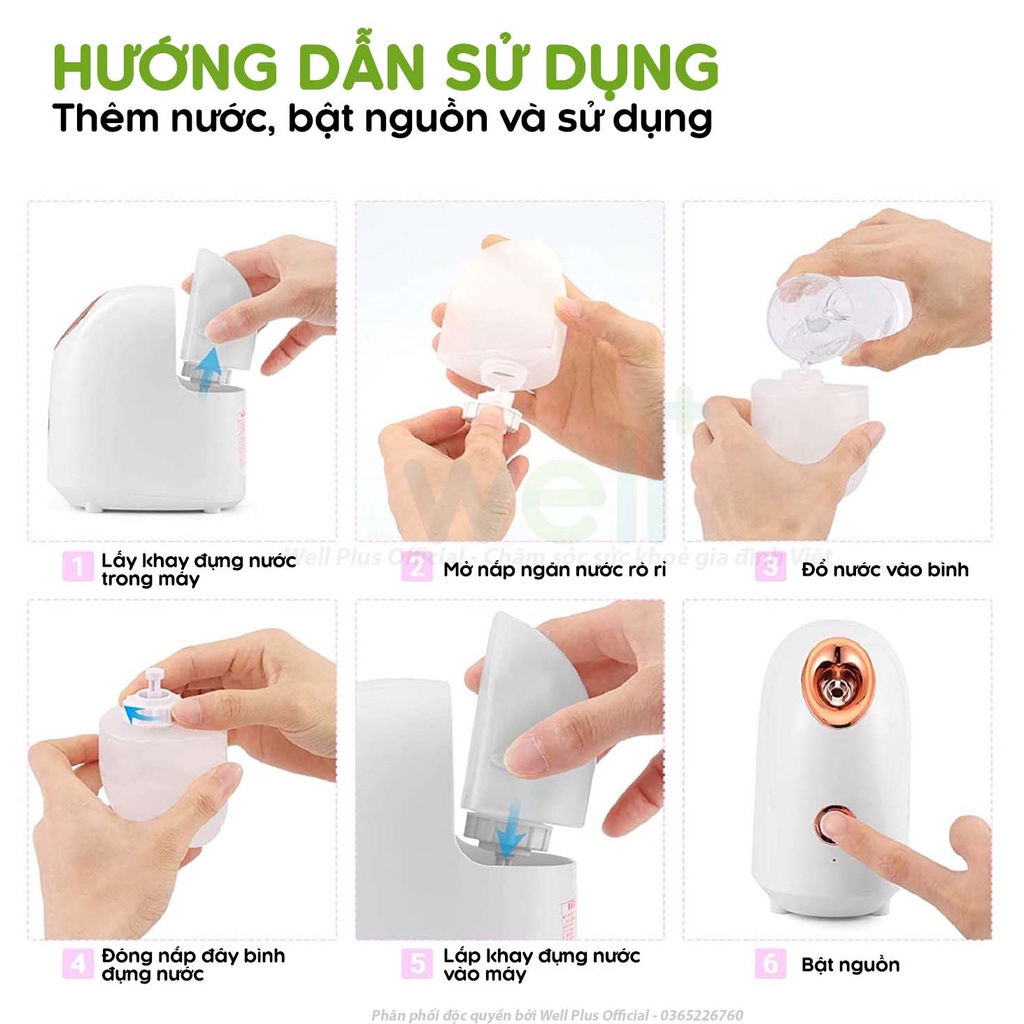 Máy Xông Hơi Mặt Mini Tại Nhà Nano Ionic Cấp Ẩm và Làm Sạch Sâu Dung Tích Lớn180ML