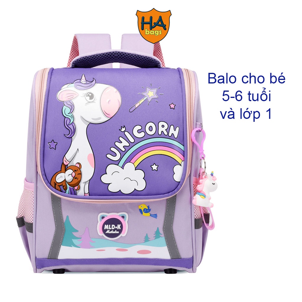 Balo đi học siêu nhẹ HA1017  kích thước 37x26x13,5cm phù hợp cho bé mẫu giáo lớn và học sinh lớp 1
