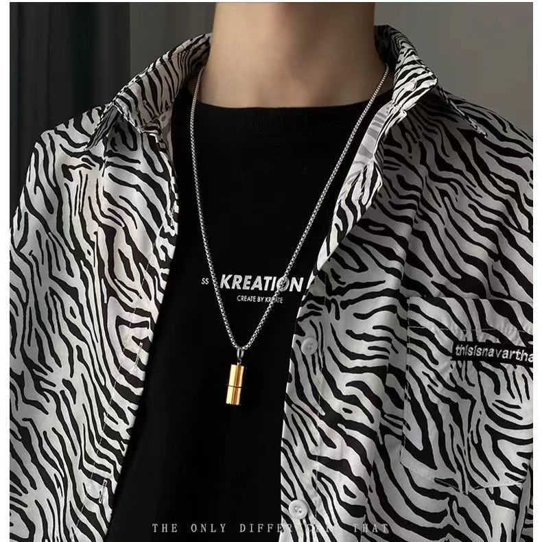 2022 net red with the same lighter titanium steel necklace men's trendy hip-hop all-match pendant niche design simple accessories