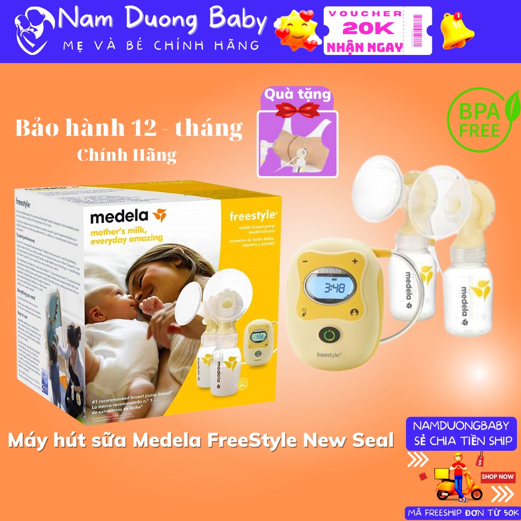 Máy hút sữa Medela Freestyle - máy hút sữa điện đôi Medela nhỏ gọn tiện lợi có pin sạc tích hợp