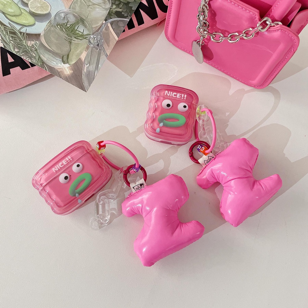 Vỏ Bảo Vệ Hộp Sạc Tai Nghe Bluetooth AirPods Pro 1 / 2 3 2021 gen3 Bằng Silicon Dẻo Màu Hồng Họa Tiết Hoạt Hình Dễ Thương Chống Rơi