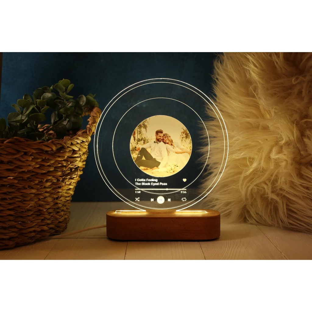 Đèn led 3D Thegioipuzzle thiết kế theo yêu cầu tặng sinh nhật hình tròn spotify