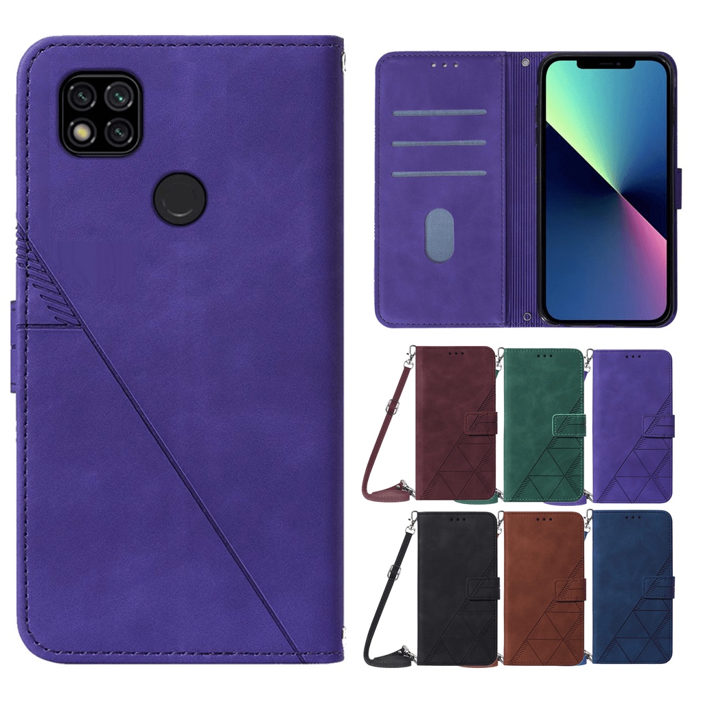 Ốp Điện Thoại Bề Mặt Da Dập Nổi 3D Có Dây Đeo Dài Cho xiaomi 11I 11X Redmi 9A 9C 9I K40 Note 10T