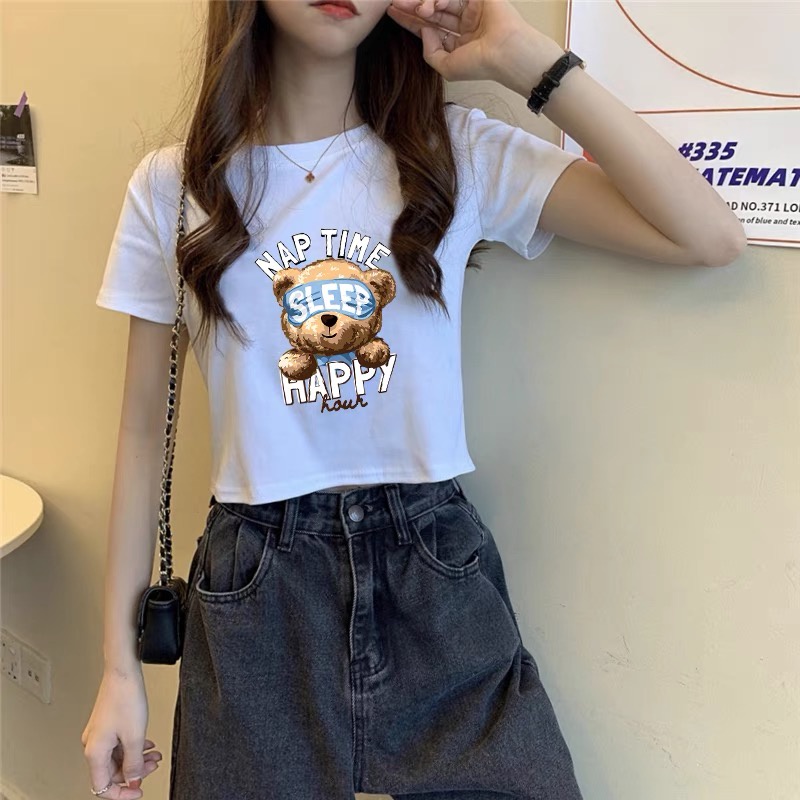Áo thun croptop Gấu HAPPY