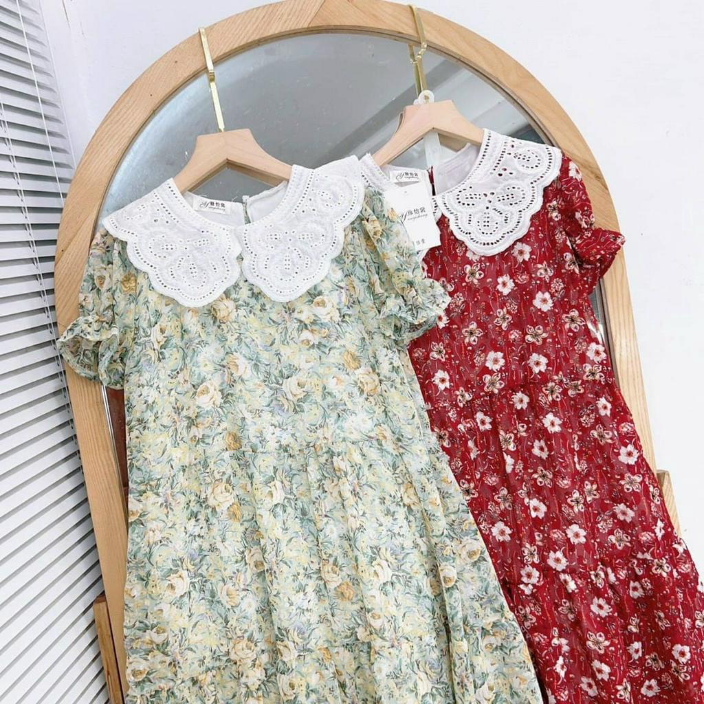 Đầm Bầu Váy Bầu Chất Voan Hoa Nhí Cổ Sen Dễ Thương Lịch Sự Đi Làm Đi Chơi Xinh Xắn HD2944 Honey Mommy