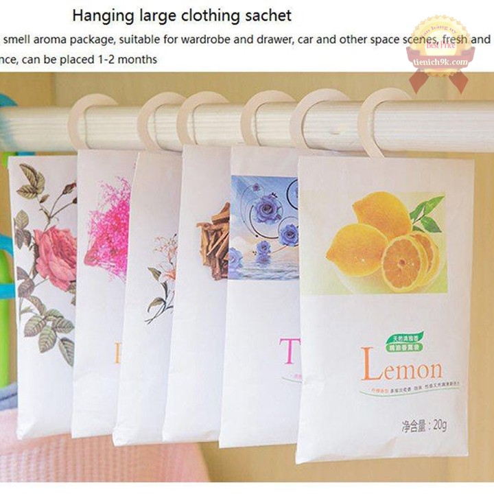 Combo 4 túi thơm có móc treo tủ quần áo - Hương thơm tự nhiên