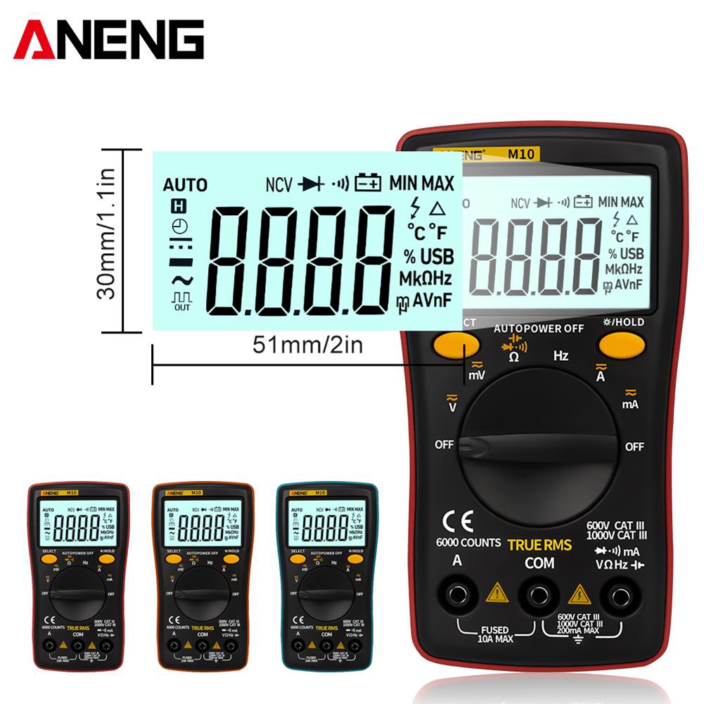 ANENG M10 LCD Đồng hồ vạn năng kỹ thuật số 6000 Đếm đèn nền AC / DC Ohm Tester