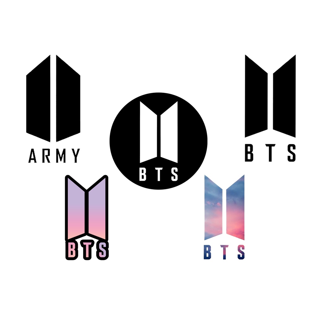 Hình dán sticker decal logo BTS, ARMY decal dán laptop, decal dán xe