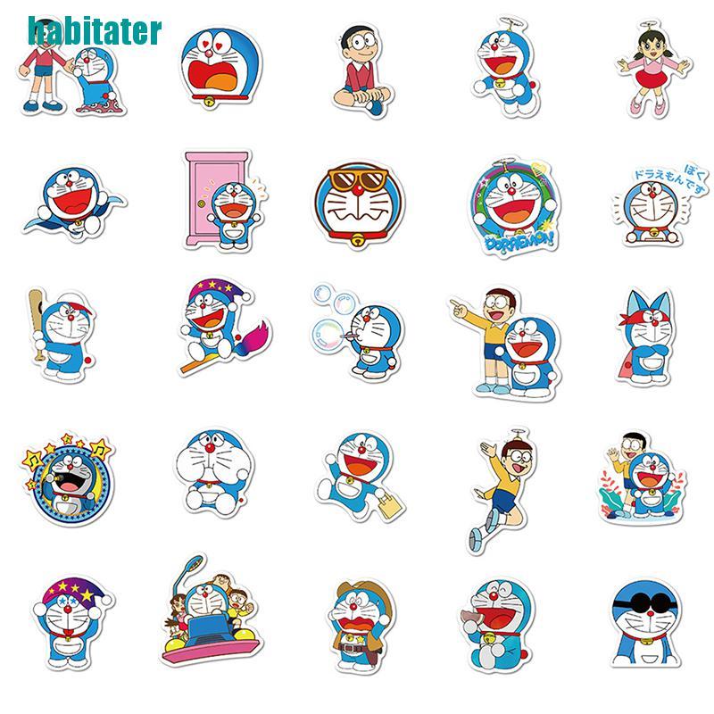 Set 50 Sticker Doraemon Dán Trang Trí Xe Hơi / Xe Máy / Hành Lý / Ván Trượt / Xe Hơi