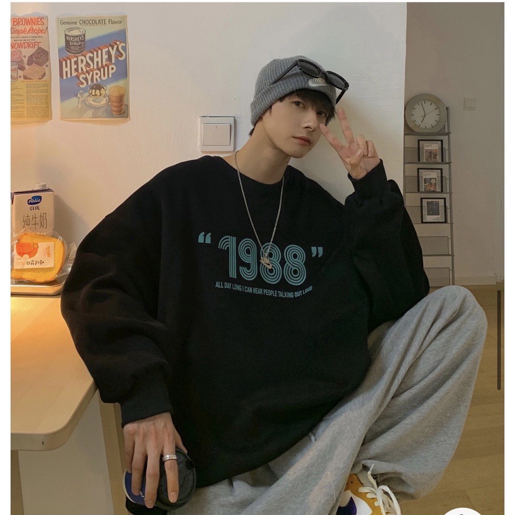 Áo Sweater , áo nỉ 1988 dáng rộng form trung rộng phong cách ulzzang | BigBuy360 - bigbuy360.vn