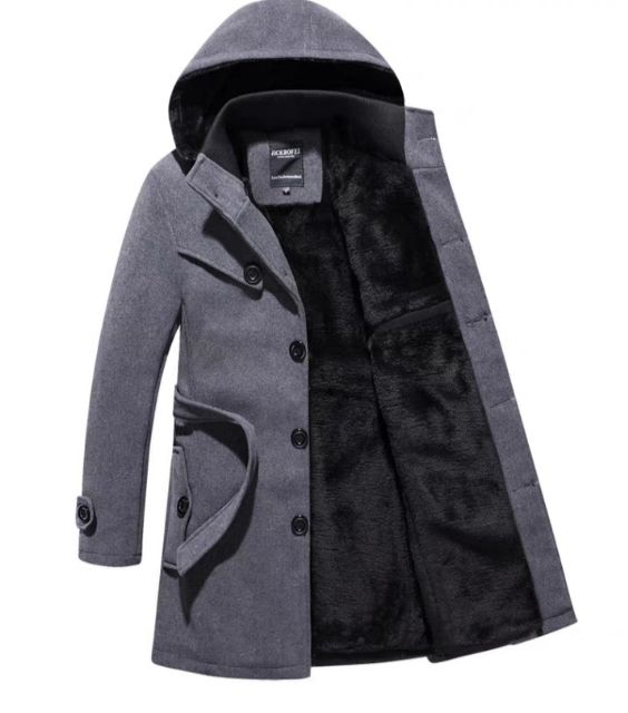 Áo Dạ Mangto Lót Nhung Mũ Tháo Rời