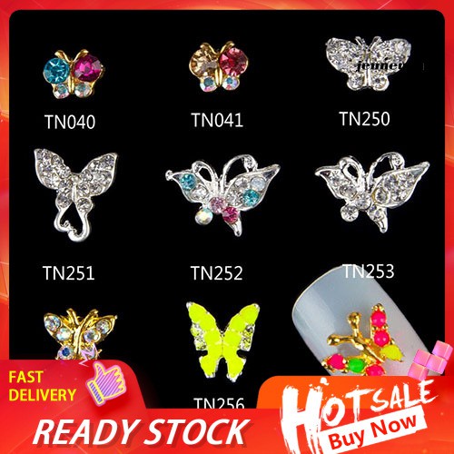 [Hàng mới về] Bộ 10 hạt đá trang trí móng tay nghệ thuật thiết kế hình bươm bướm 3D thời trang