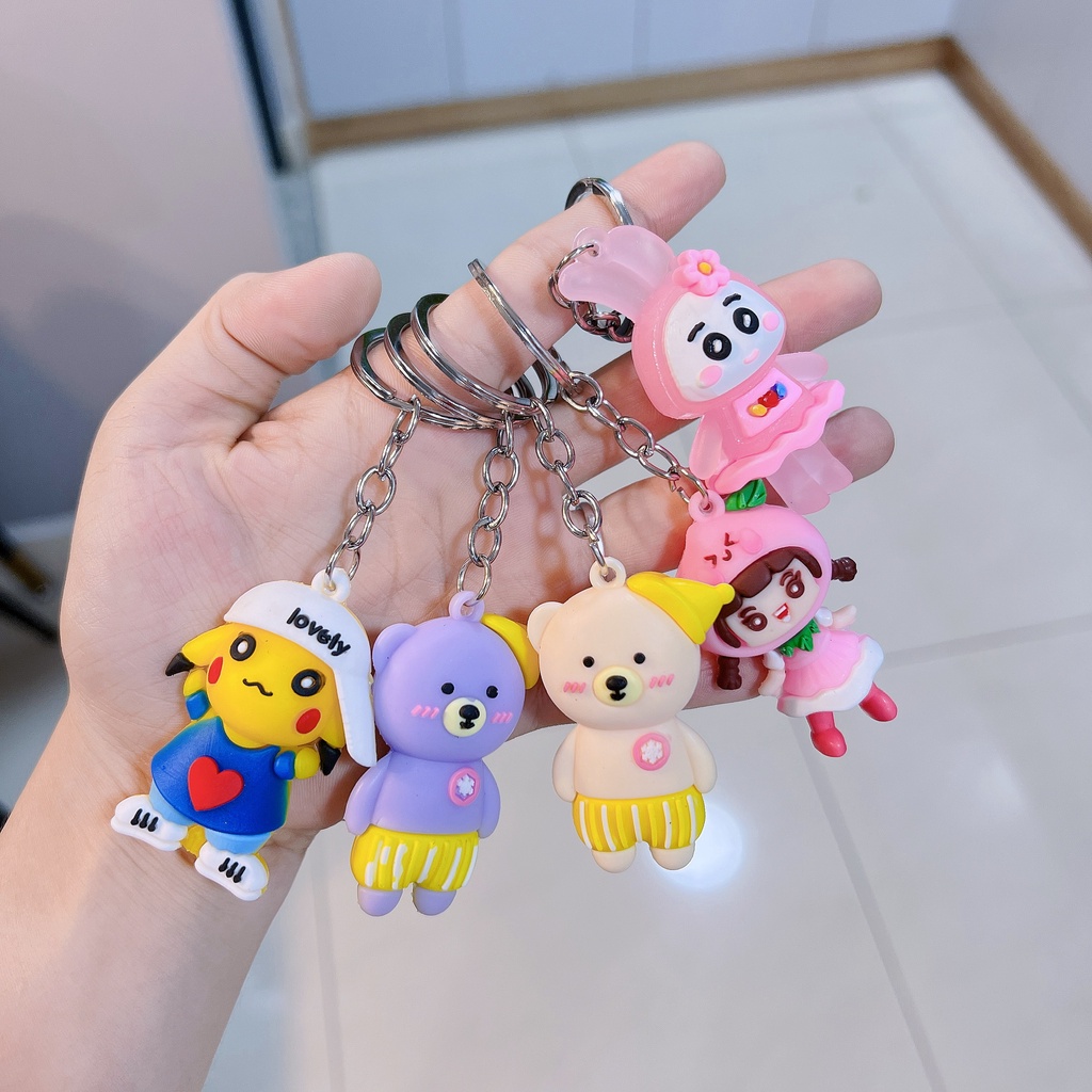 Móc Khóa Hoạt Hình Nhiều Hình Nghộ Nghĩnh Dễ Thương Móc Khóa Hình Gấu Pikachu - BỐ KHỦNG LONG