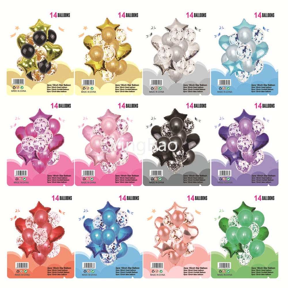 Set 14 Bong Bóng Lá Nhôm Nhiều Màu Sắc Trang Trí Tiệc Sinh Nhật