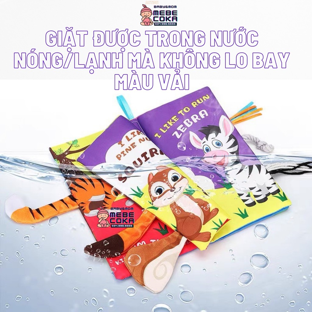 Sách vải cho bé ,sách vải giáo dục họa tiết bán 3D kích thích thị giác, nhiều chủ đề vừa học vừa chơi