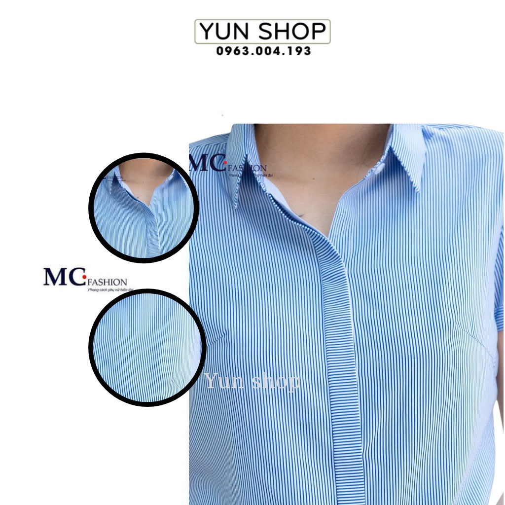 Áo sơ mi công sở dài tay - MC Fashion A0298 màu xanh kẻ tăm