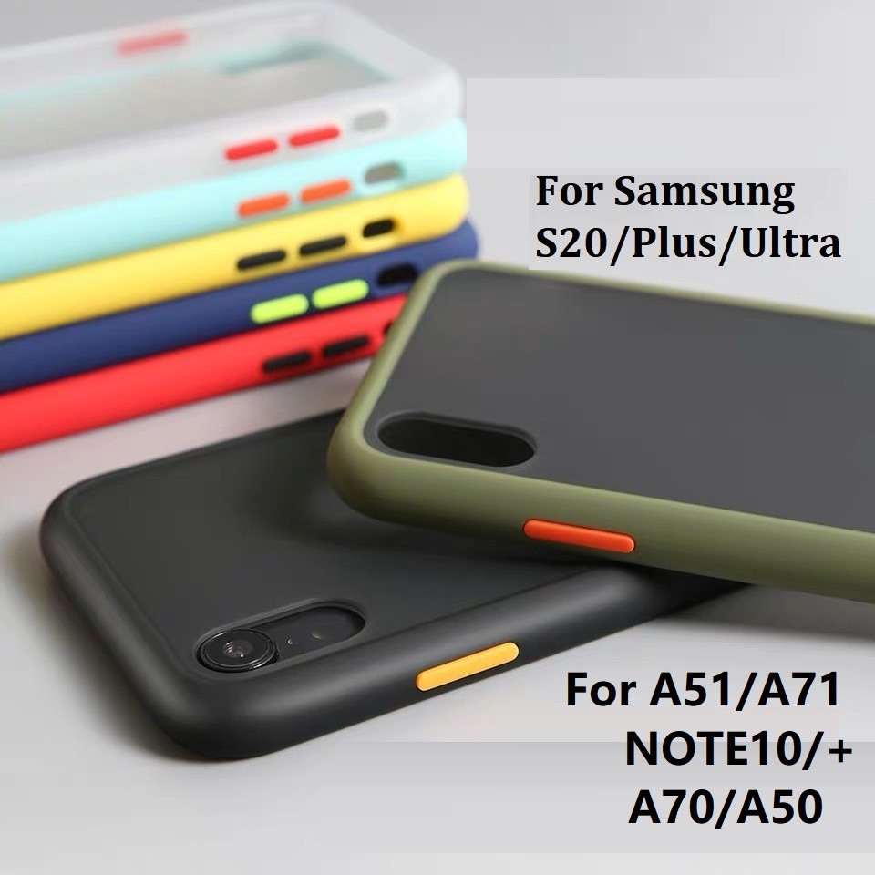 Ốp điện thoại trong nhám viền màu cho Samsung Galaxy S20 S20 Plus S20 Ultra Edge A70 A50 30 S8 S9 S10 Plus Note8