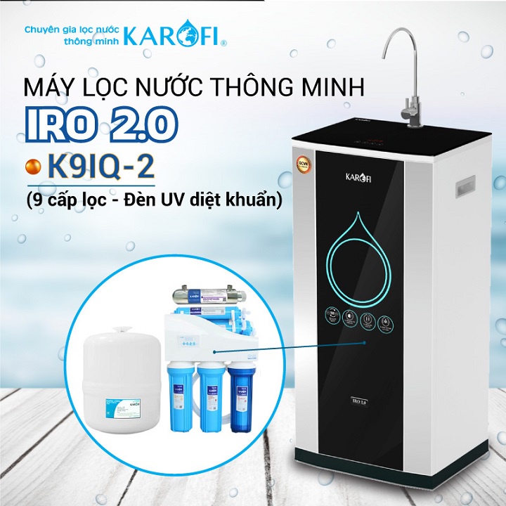 Máy lọc nước RO KAROFI iRO 2.0 K9IQ-2 (9 cấp lọc - Đèn UV diệt khuẩn)