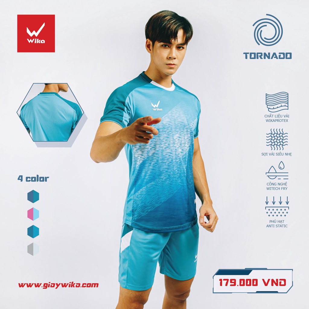 Áo Đá Bóng Wika Tornado In Chuyển Nhiệt 4d Tinh Tế Đường Vân Lốc Xoáy, Kết Cấu Vải Mềm Mịn, Thoáng Thí Thấm Hút Tốt