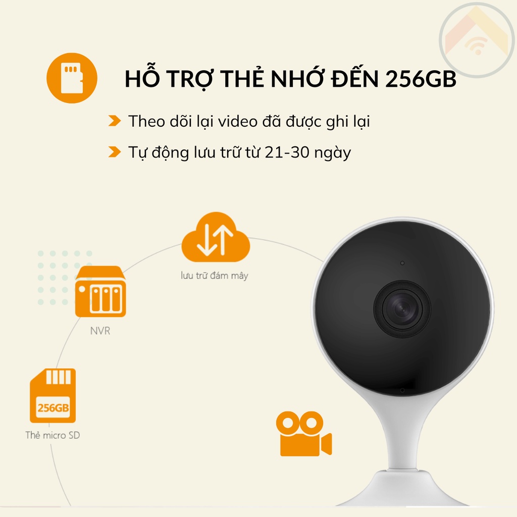 Camera giám sát IMOU Cue 2E-D FullHD Wifi chụp ảnh 2MP cảm biến CMOS chuẩn nén H264 đàm thoại 2 chiều