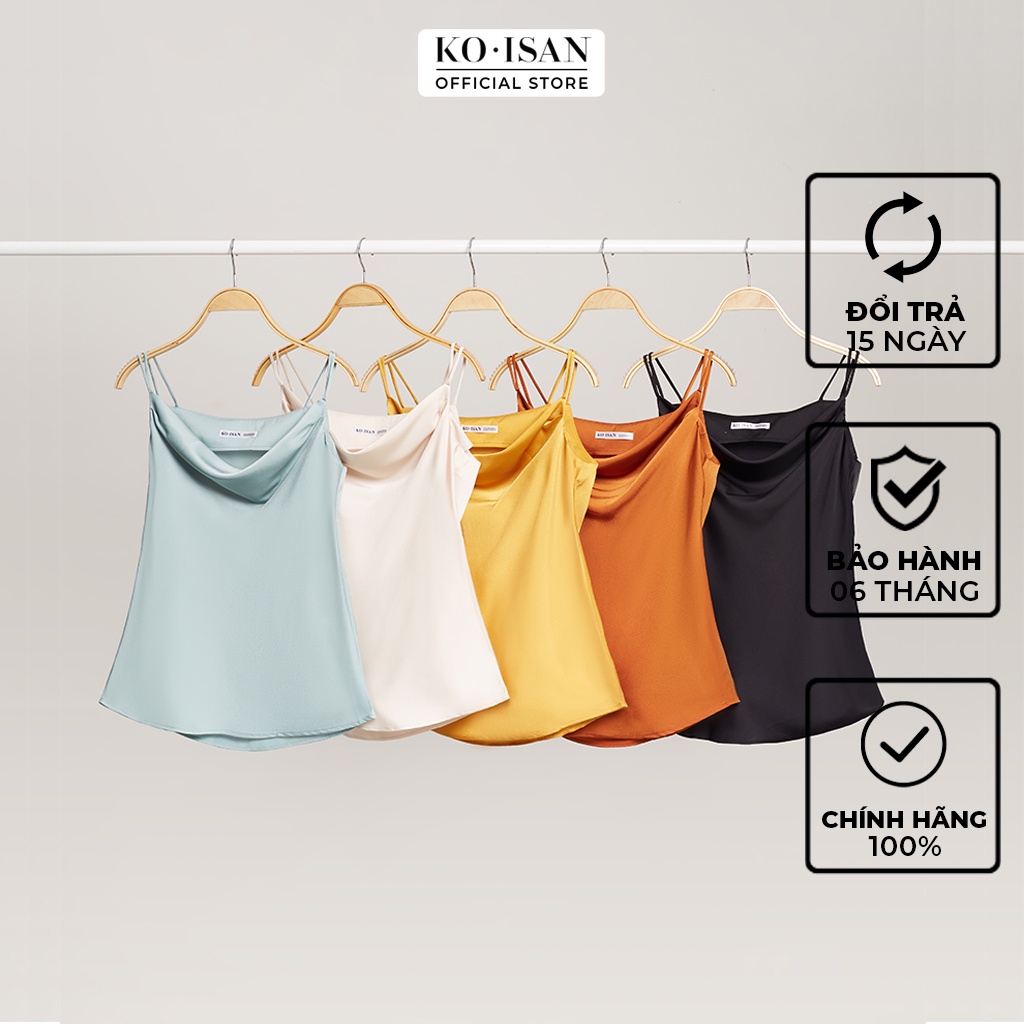 Áo croptop kiểu 2 dây KOISAN cổ đổ quyến rũ chất liệu lụa ngọc trai mát mịn không nhăn 90B00017