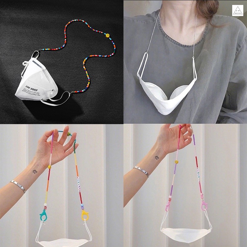 Vòng cổ hạt mặt cười đầy màu sắc làm bằng tay cho nam và nữ Chuỗi mặt nạ chống rụng