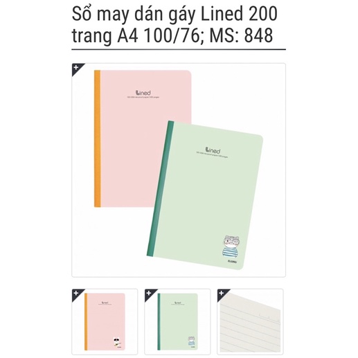 KLONG - Nguyên lốc - vở sổ may dán gáy Lined 120 / 200 trang A4 100/76; MS: 847 - 848 🐻💕