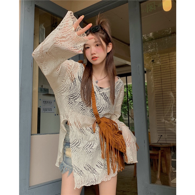 Áo sweater Dệt Kim Tay Dài Cổ Tròn Phong Cách Hàn Quốc Thời Trang Cho Nữ Áo len dệt kim