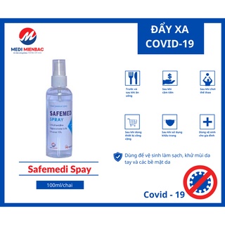 Xịt sát khuẩn Safemedi Spay 100ml (Mediplantex) - Vệ sinh tay và đồ dùng hàng ngày