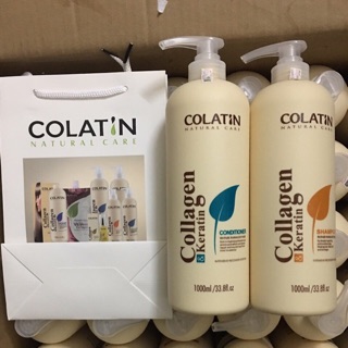 [Hàng chính hãng]. Cặp dầu gội, xả Colatin 1000mlx2