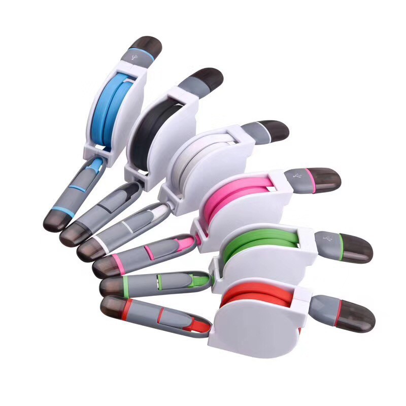 Cáp SạC RúT Dây 2 Trong 1 Cho iPhone Xiaomi Huawei OPPO vivo Android Type C