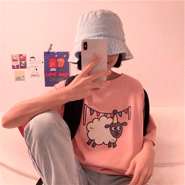 [Mã WASKT410K giảm 10K đơn 50K] [ PINK ] Áo thun tay lỡ CỪU Unisex | BigBuy360 - bigbuy360.vn