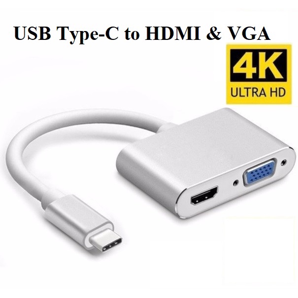Cáp USB Type C sang HDMI và VGA WINET WN-023T xuất hình từ điện thoại, laptop ra màn hình tivi