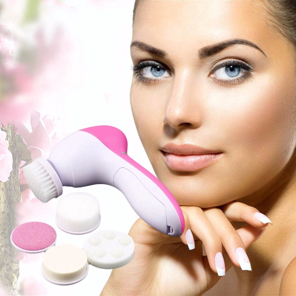 Máy rửa mặt 5 trong 1 hoạt động điện chăm sóc và làm đẹp làn da