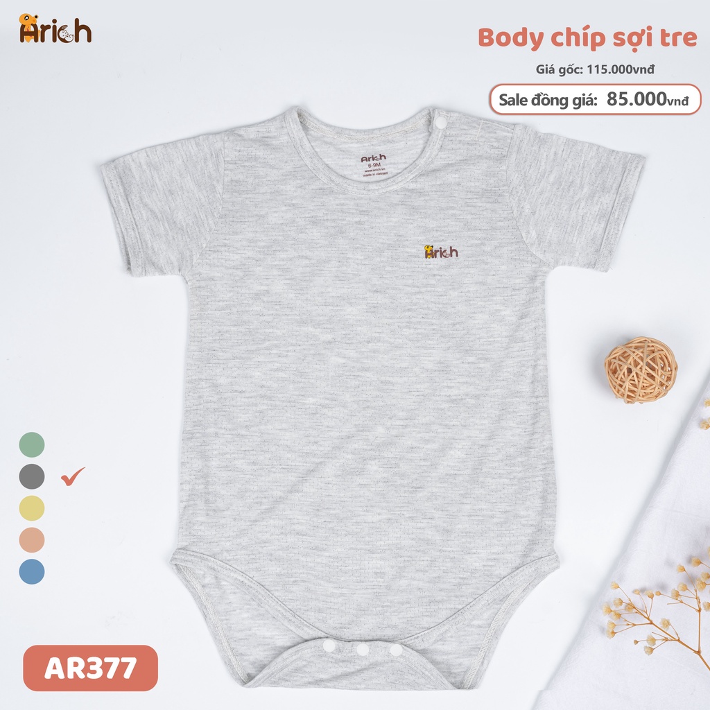 Body chip cộc tay màu trơn Arich newborn-18 tháng