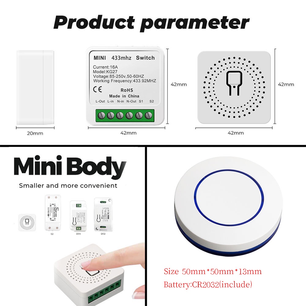 Bộ rơ le điều khiển từ xa công tắc WEN QIA 433mhz RF AC 220V 16A chuyên dụng